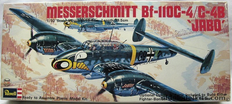 Revell 1/32 Messerschmitt Bf-110C-4 / Bf-110C-4B Fighter Bomber or Heavy Escort - 6/ZG1 - II/ZG1 Summer - II/ZG1 Winter  - Japan Issue, H249 plastic model kit